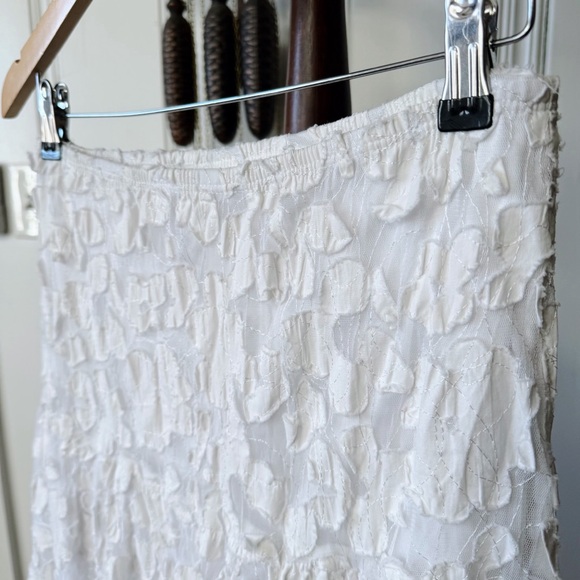 Vintage Lace Patchwork Floral White Tiered Aline Midi Skirt size Small - Picture 5 of 7